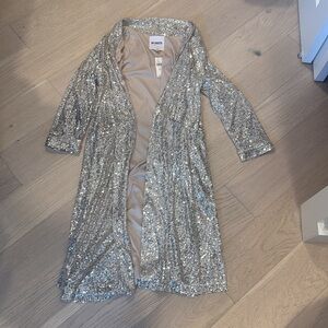 Nwt Anthropologie silver sequin long duster cardigan